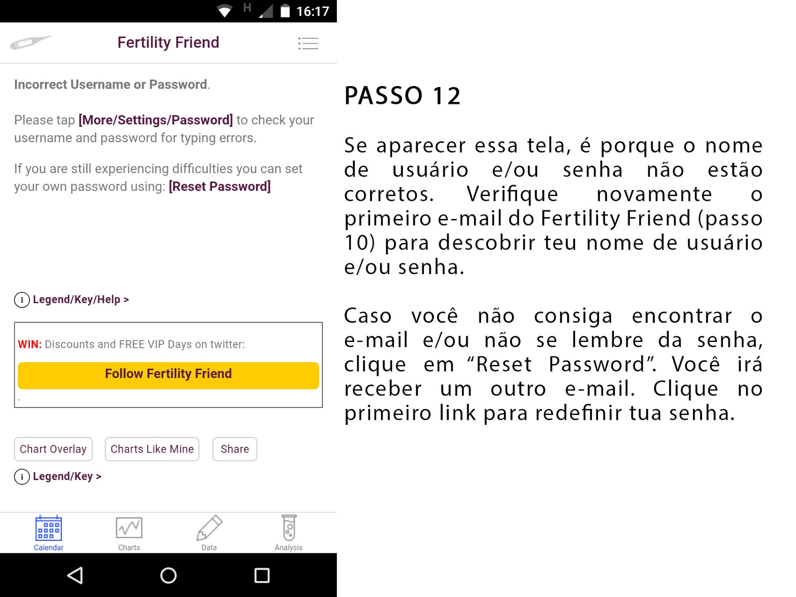 Print Screen do passo 12 do Fertility Friend em português