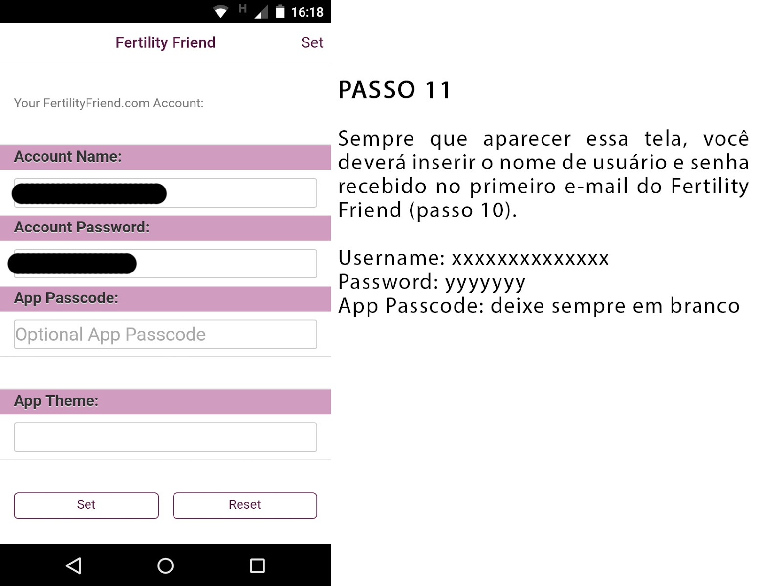 Print Screen do passo 11 do Fertility Friend em português