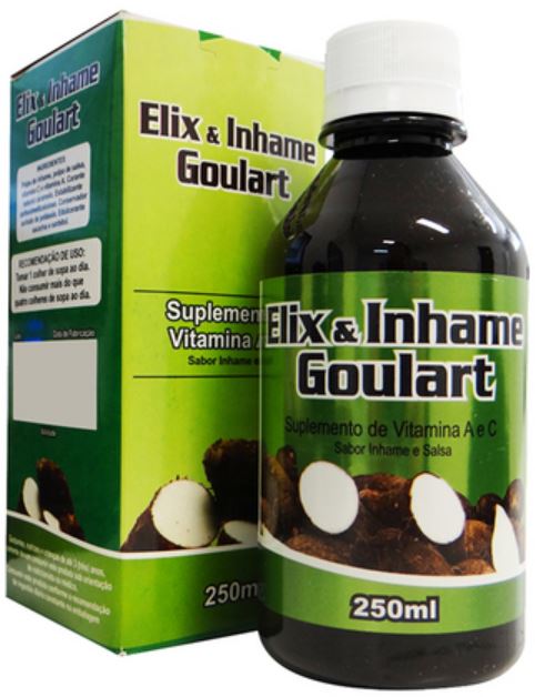 Frasco de Elixir de Inhame Goulart, popular entre tentantes para estimular ovulação